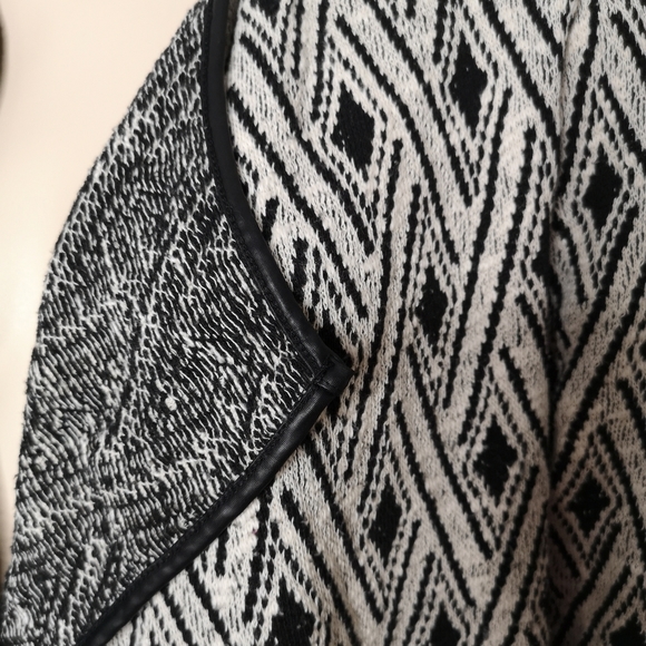 Dex Waterfall Front Cardigan Faux Leather Trim - Picture 6 of 8